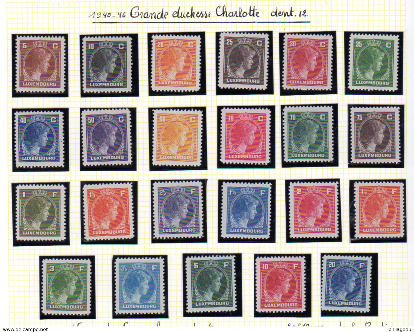 1944-46  Luxembourg,  Grande-duchesse Charlotte, 334 / 355**, Cote 22 €, - Neufs