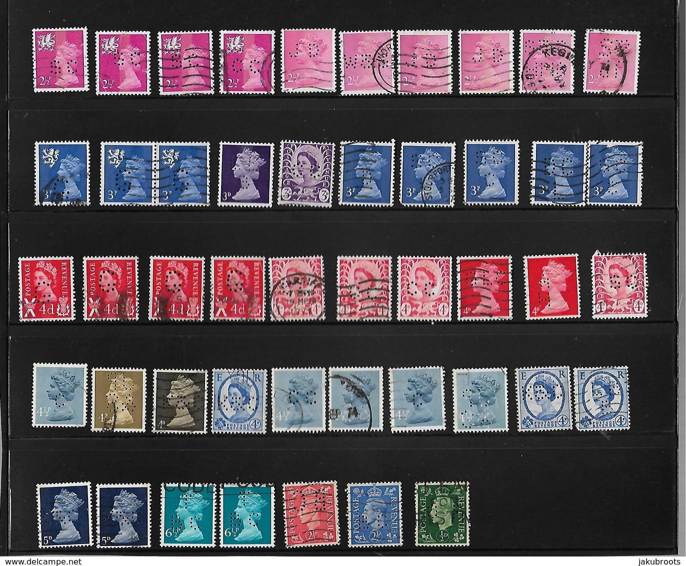 SELECTION  OF  47  PERFIN  STAMPS USED  WITH  DIFFERENT  INITIALS - Perfins