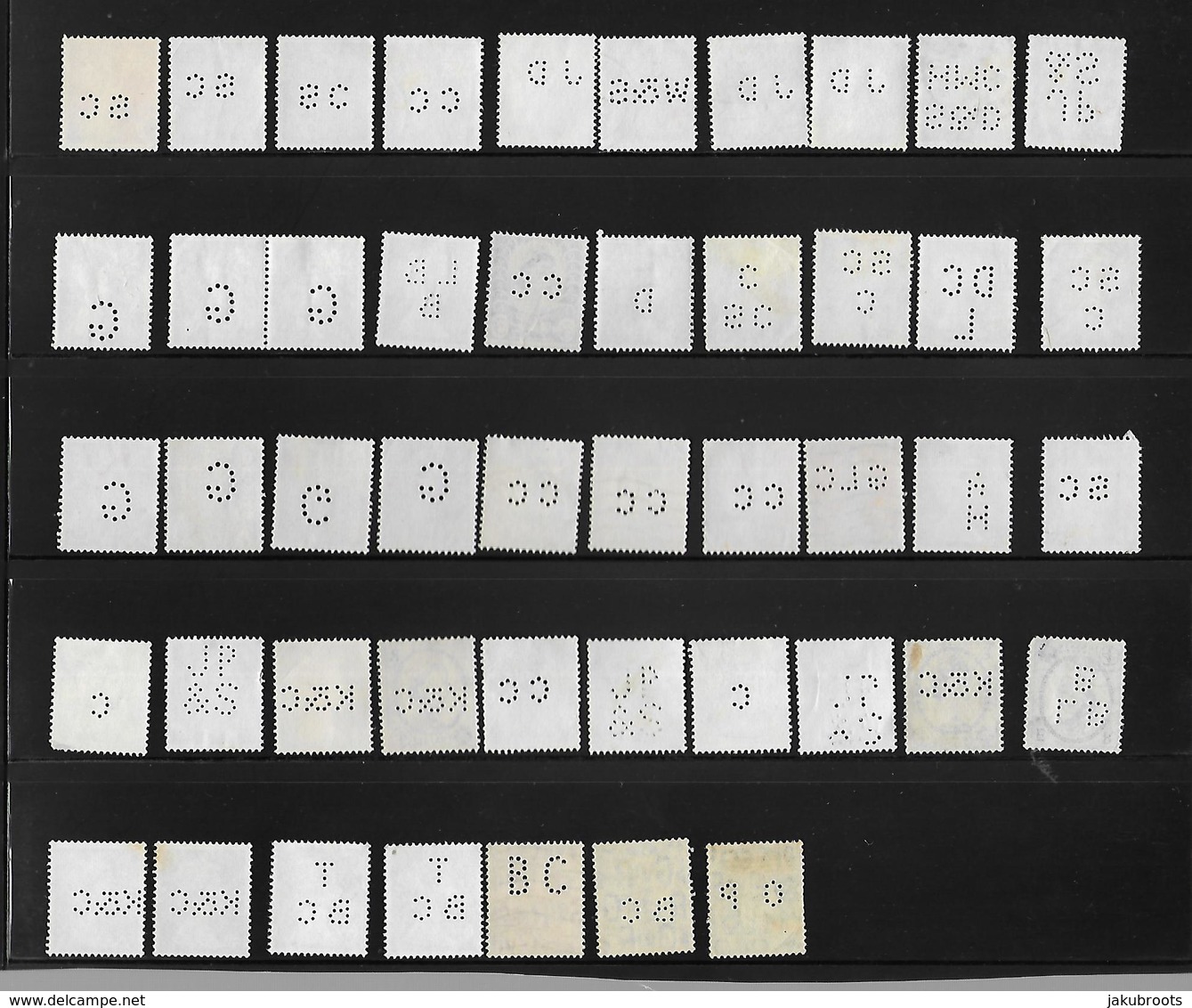 SELECTION  OF  47  PERFIN  STAMPS USED  WITH  DIFFERENT  INITIALS - Perfins