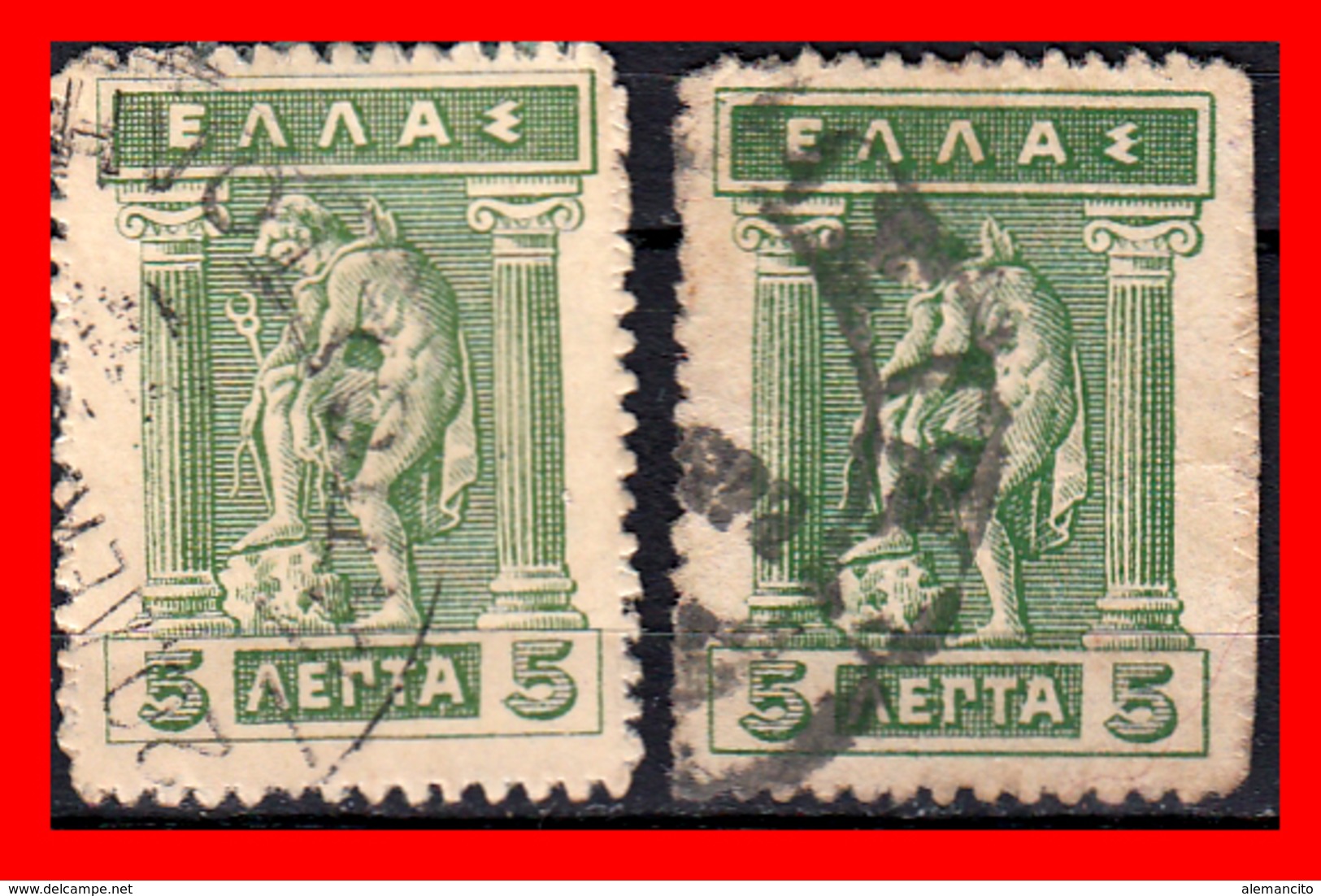 GRECIA – GREECE  2  SELLOS  AÑO 1913-23 - Usados