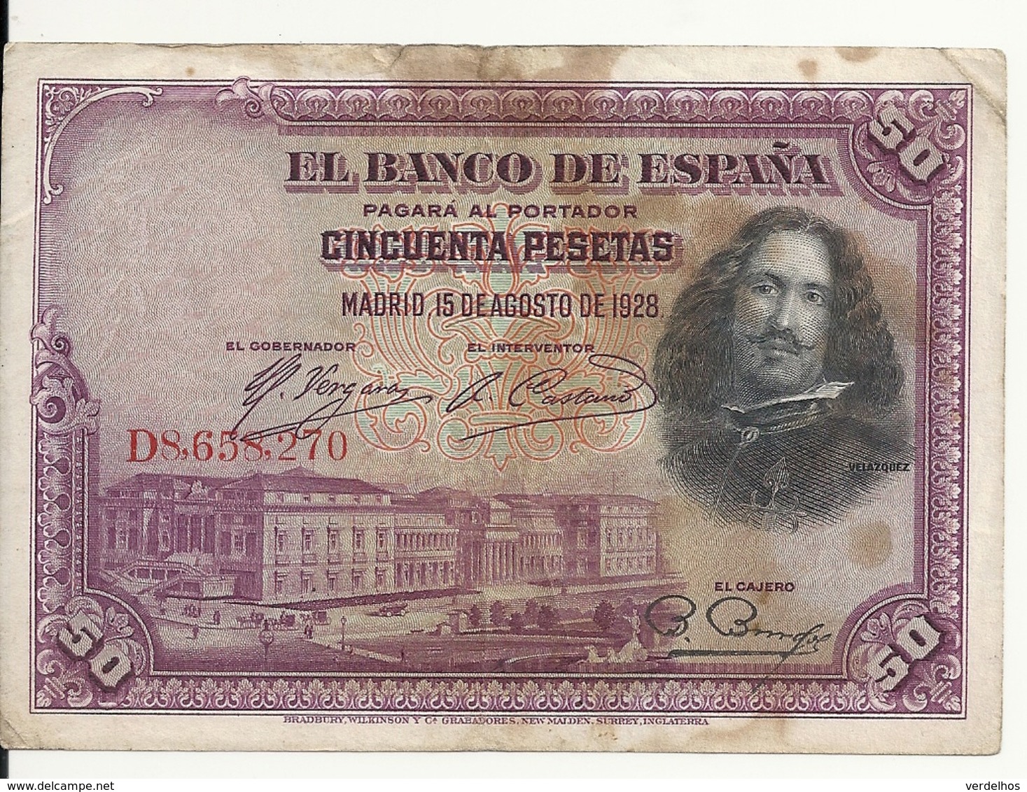 ESPAGNE 50 PESETAS 1928 VF P 75 - 50 Pesetas