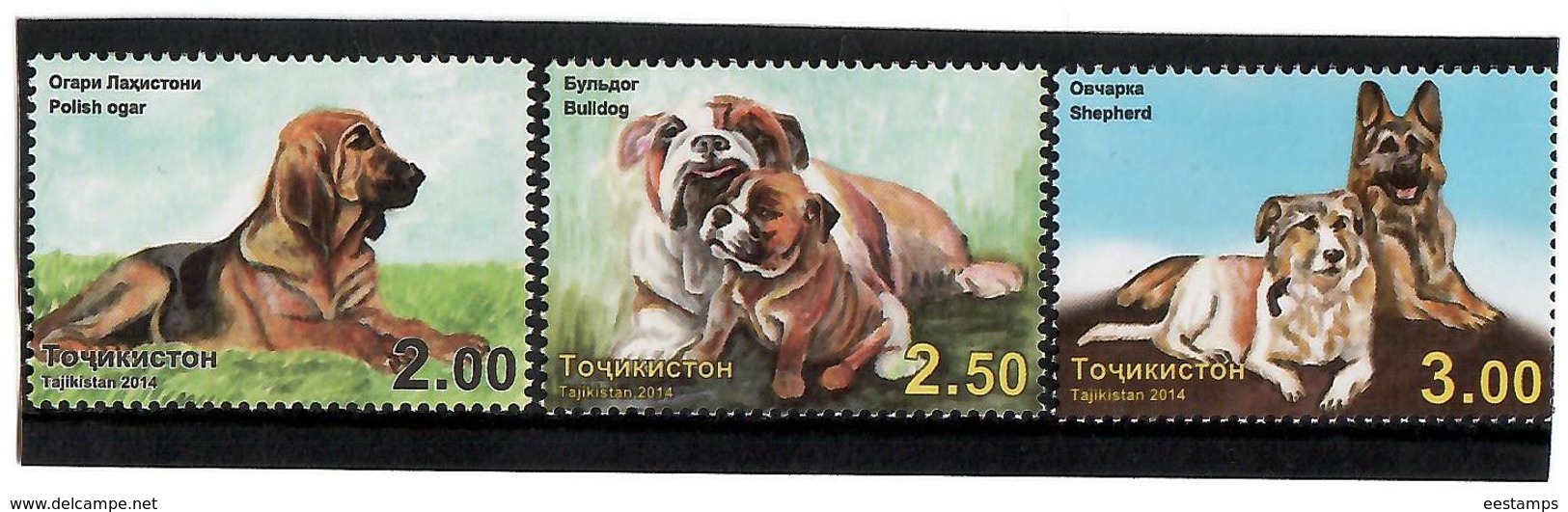 Tajikistan.2014 Dogs. 3v: 2.00, 2.50, 3.00  Michel # 677-79 - Tadjikistan