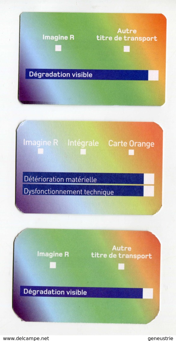 Série De 3 Cartes Provisoires SNCF / RATP Délivrées En Cas De Déterioration Du Titre Principal - Ticket RER Métro Paris - Europe