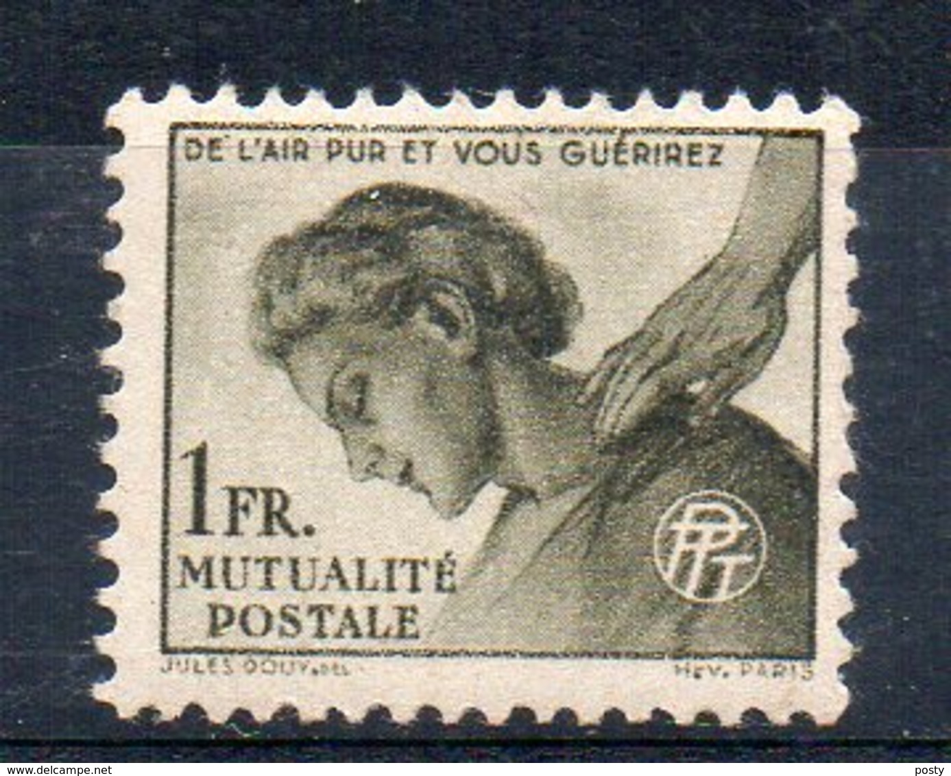 FRANCE - 1945 - MUTUALITE POSTALE - TIMBRE DE BIENFAISANCE - DE L'AIR PUR ET VOUS GUERIREZ - 1fr - - Autres & Non Classés