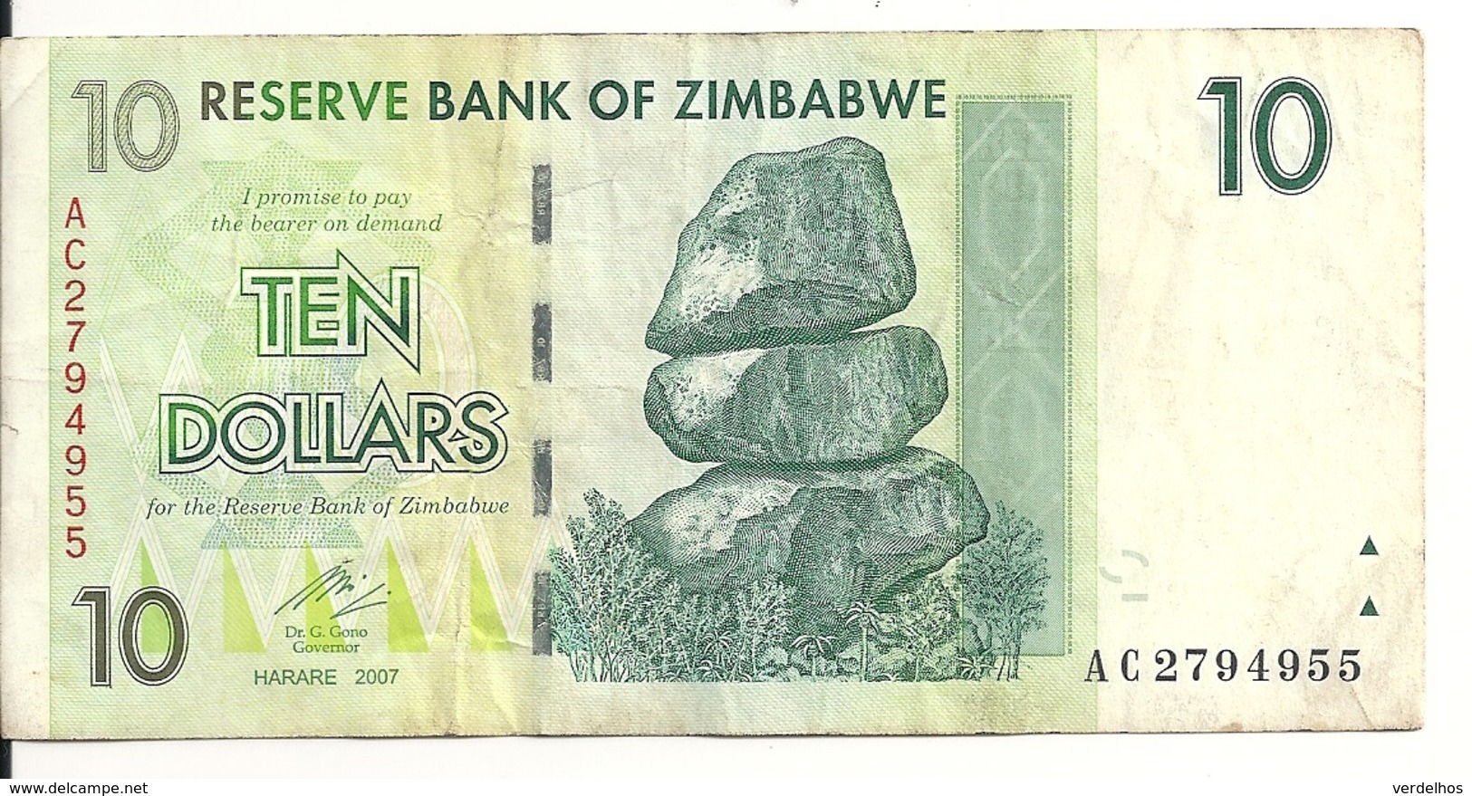 ZIMBABWE 10 DOLLARS 2007 VF P 67 - Zimbabwe