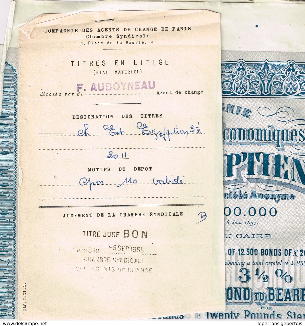Obligation Ancienne - Compagnie Des Chemins De Fer Economiques De L'Est Egyptien - Titre De 1897 - - Chemin De Fer & Tramway