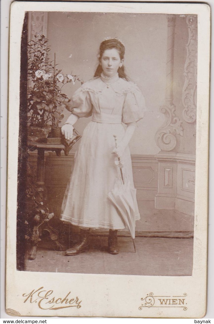 A137  --  CABINET  PHOTO,  CDV   ~  AUSTRIA,  WIEN ~  LADY  ~  PHOTOGRAPH   KARL ESCHER ~  10,5 X 6,5 - Alte (vor 1900)