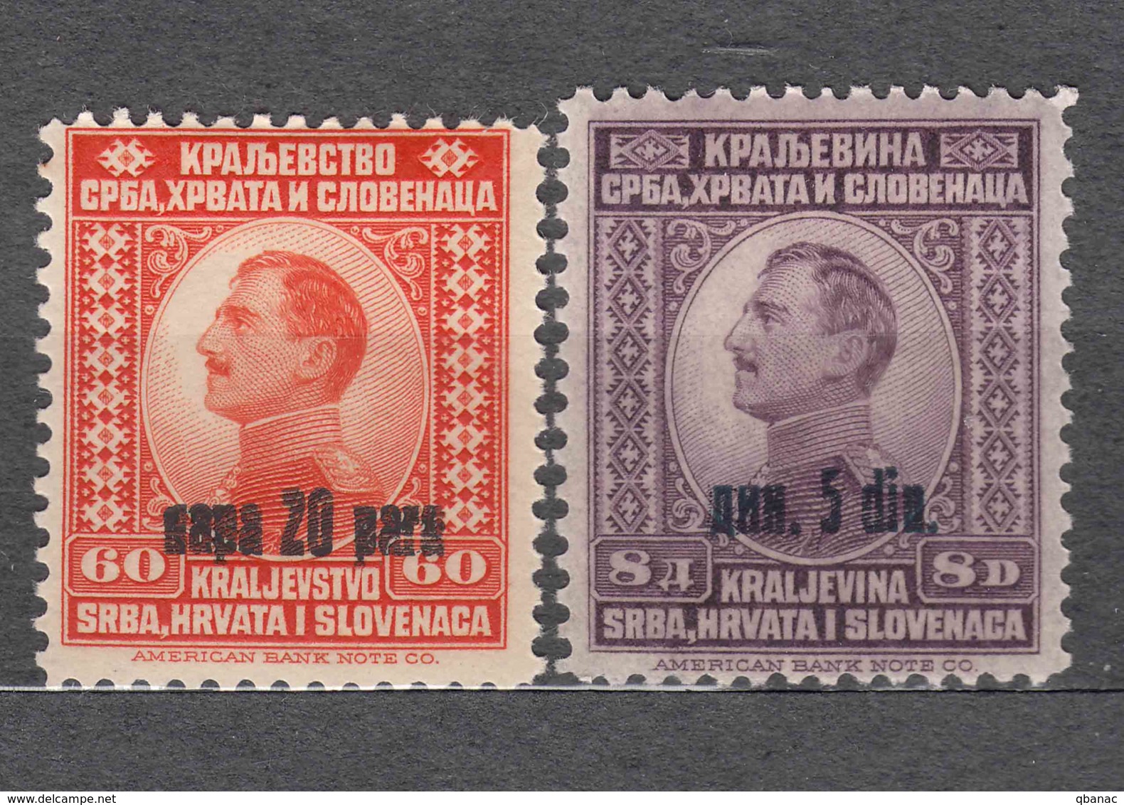 Yugoslavia Kingdom King Alexander 1924 Mi#174-175 Mint Hinged - Ongebruikt