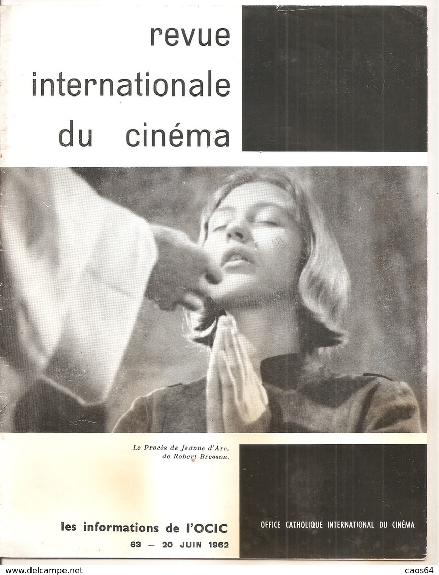 REVUE INTERNATIONALE DU CINEMA JUIN 1962 An Française RIVISTA CINEMA FRANCESE - Riviste