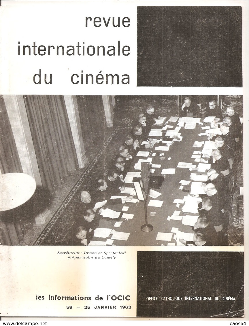 REVUE INTERNATIONALE DU CINEMA JANVIER 1962 An Française RIVISTA CINEMA FRANCESE - Riviste