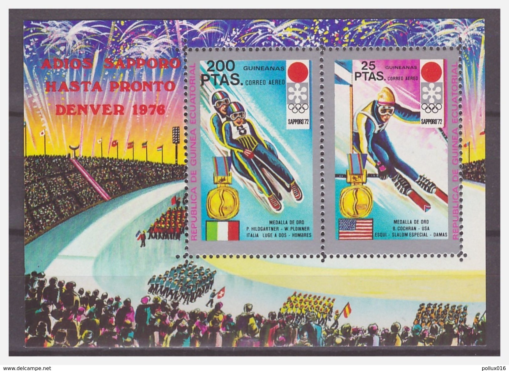 0298 Guinea 1972 Sappor Winter Olympics Skiing S/S MNH - Winter 1972: Sapporo