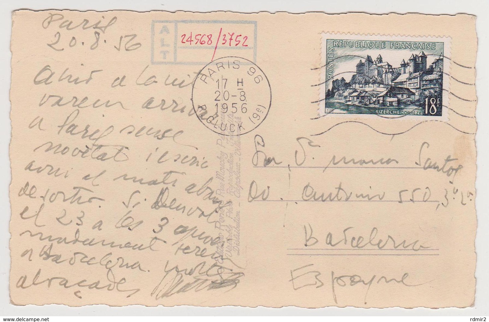 1119/ PARIS Opéra.- Circulée En Espagne En 1956 (avec Timbre). Posted To Spain In 1956 (with Stamp). Circulada A España - Andere Monumenten, Gebouwen