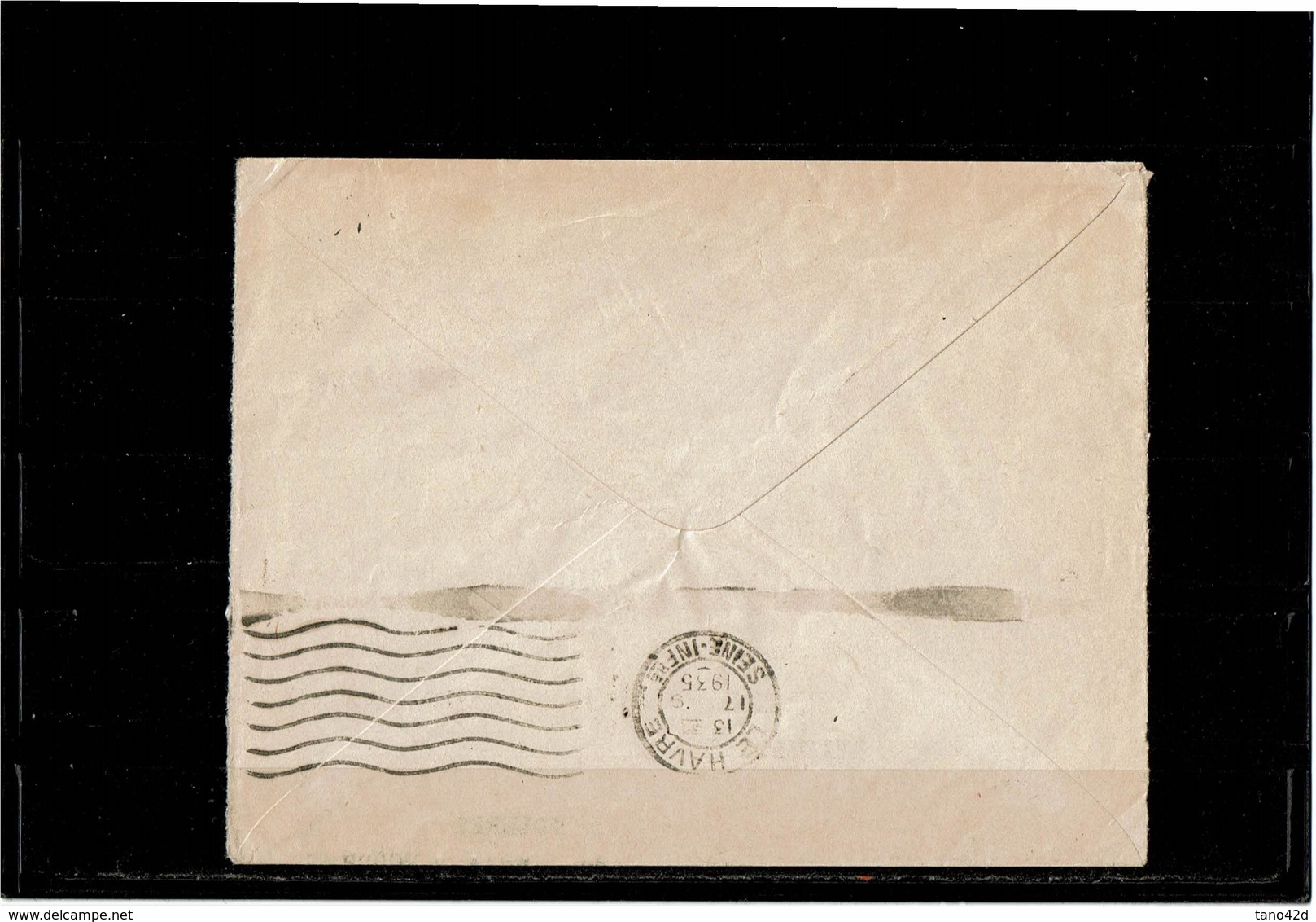 LPHTX1218- ENVELOPPE PAIX 50c REPIQUAGE "LA DEFENSE CIVILE" OBL. EN BELGIQUE 16/9/1935 NON TAXEE - Enveloppes Types Et TSC (avant 1995)