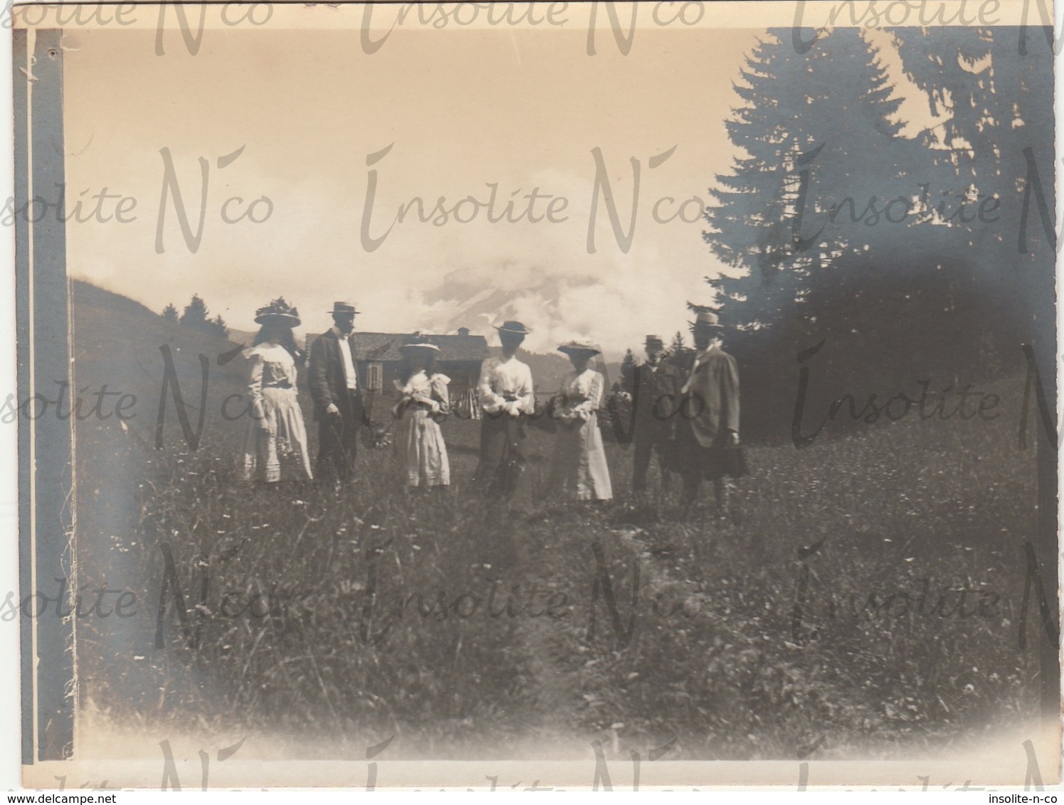 Photographie Ancienne 1902 Famille Bauss Au Col De Soud Villars Suisse - Lieux