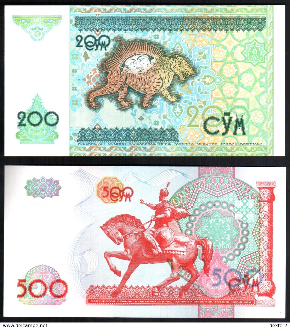 Uzbekistan 200, 500 Sum 1997 1999 UNC FdS - Ouzbékistan