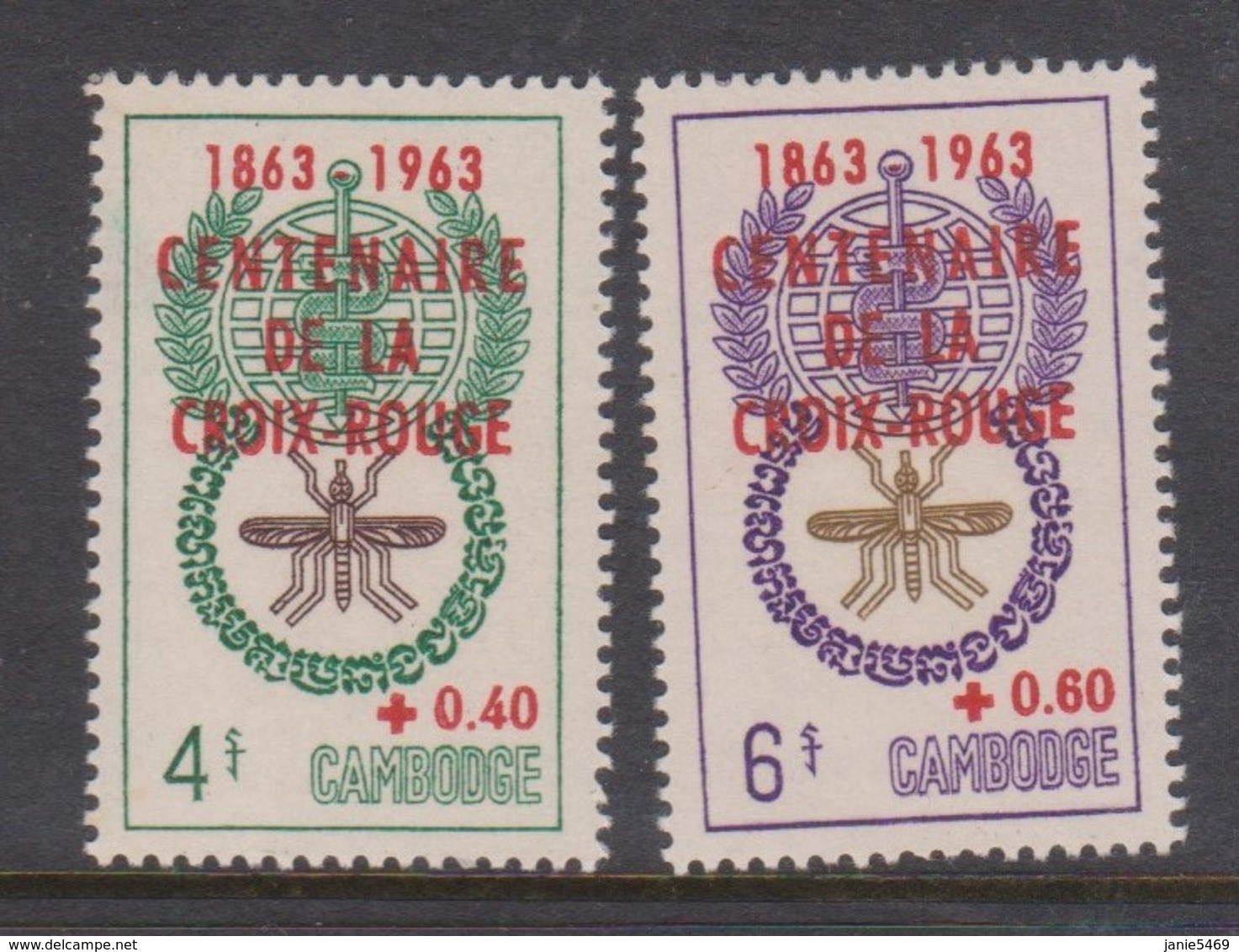 Cambodia SG 154-155 1963 Centenary Red Cross.,mint Never Hinged - Cambodia