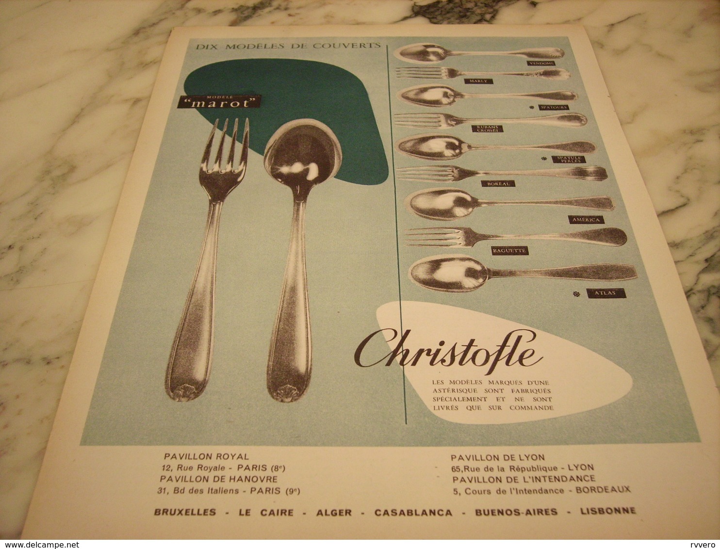 ANCIENNE PUBLICITE ORFEVRERIE CHRISTOFLE 1952 - Autres & Non Classés