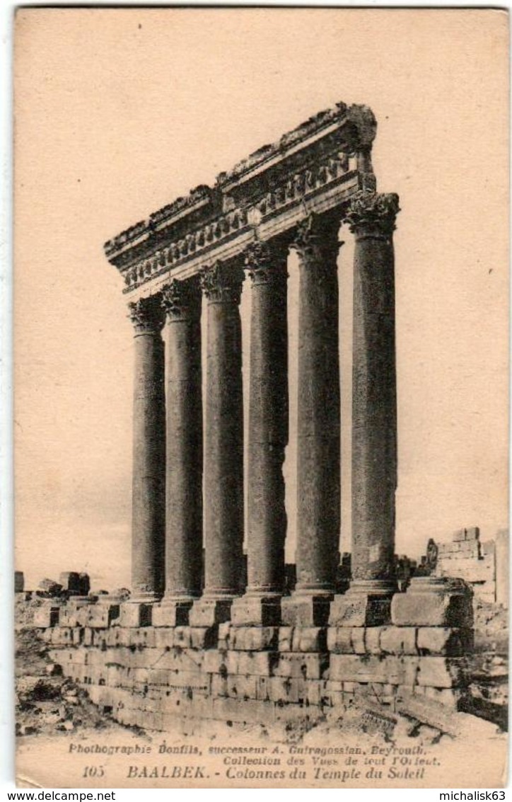 5HY 116 CPA - BAALBEK - COLONNES DU TEMPLE DU SOLEIL - Lebanon