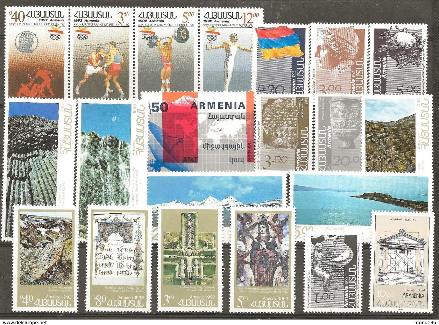 Arménie (ex URSS) - 21 Timbres Neufs ** - 2 Années Complètes (1992 + 1993) - Arménie