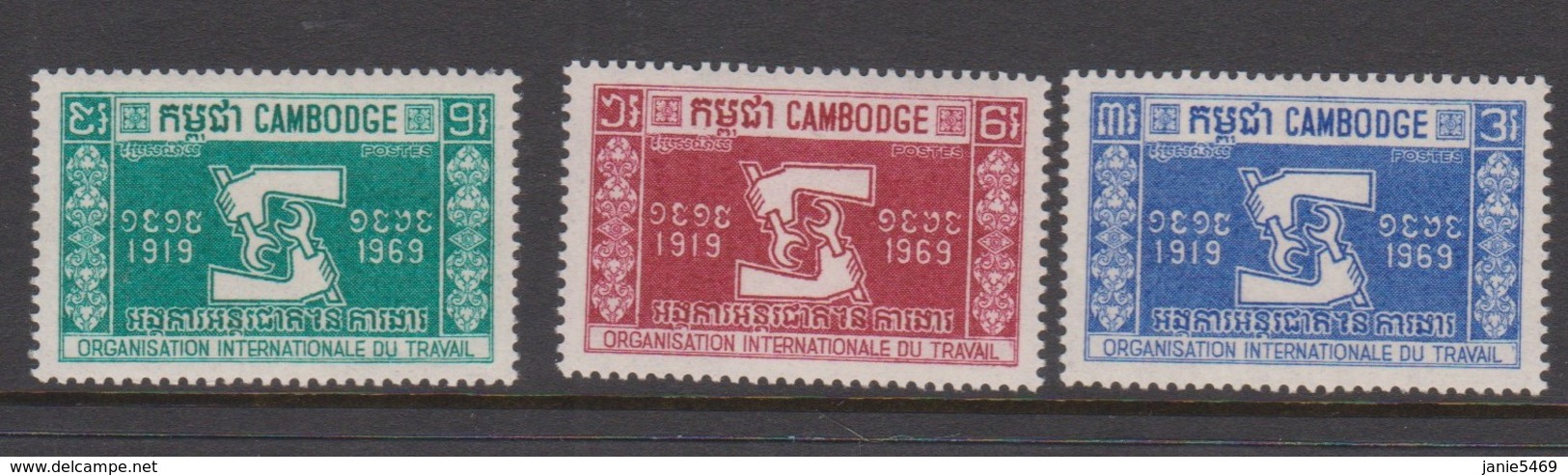 Cambodia SG 243-245 1965 50th Anniversary Of I.L.O. ,mint Never Hinged - Cambodja