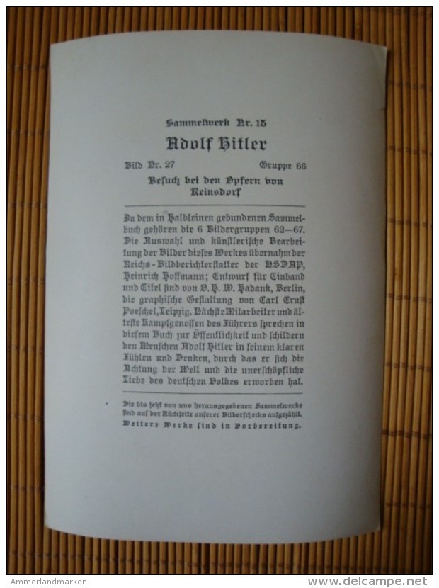 Adolf Hitler Sammelwerk Nr. 15: Sammelbild Nr. 27, Gruppe 66, Besuch Bei Den Opfern Von Reinsdorf - Sonstige & Ohne Zuordnung