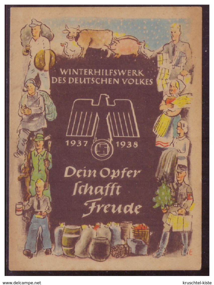 DT- Reich (007443) Propaganda Türblatt, Dein Opfer Schafft Freude WHW 1937/1938 Zweite Wahl!! - Covers & Documents