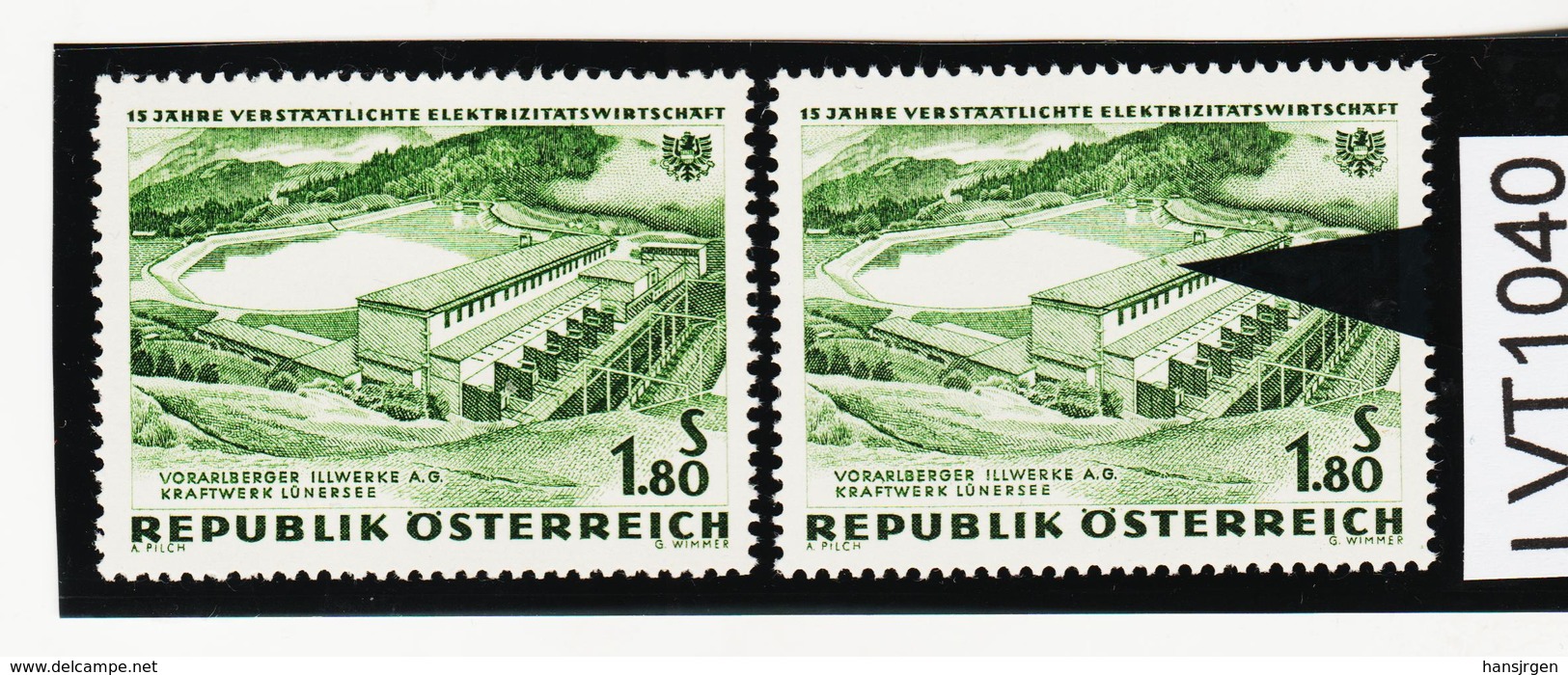 LVT1040 ÖSTERREICH 1962 Michl 1105 PLATTENFEHLER FARBFLECK Mit VERGLEICHSTÜCK ** Postfrisch SIEHE ABBILDUNG - Abarten & Kuriositäten