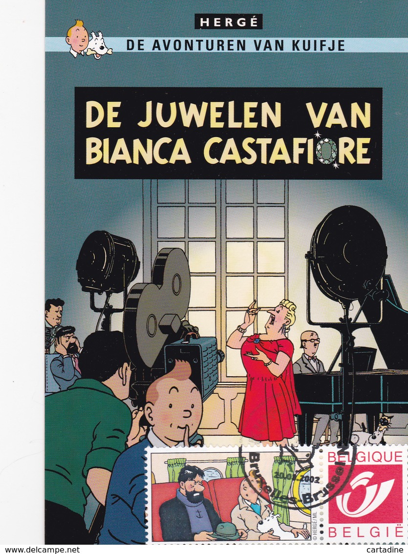 TINTIN - Hergé - Carte Postale + 5 Timbres Différents -Emission 3 - DUOSTAMPS  -  De Juwelen Van Castafiore - !!RARE!! - Andere & Zonder Classificatie