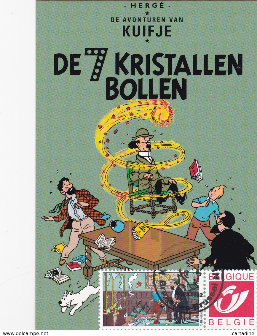 TINTIN /Kuifje - Hergé - Carte Postale+ 5 Timbres Différents - Emission 5 -DUOSTAMPS - DE 7 KRISTALLEN BOLLEN - !!RARE!! - Andere & Zonder Classificatie