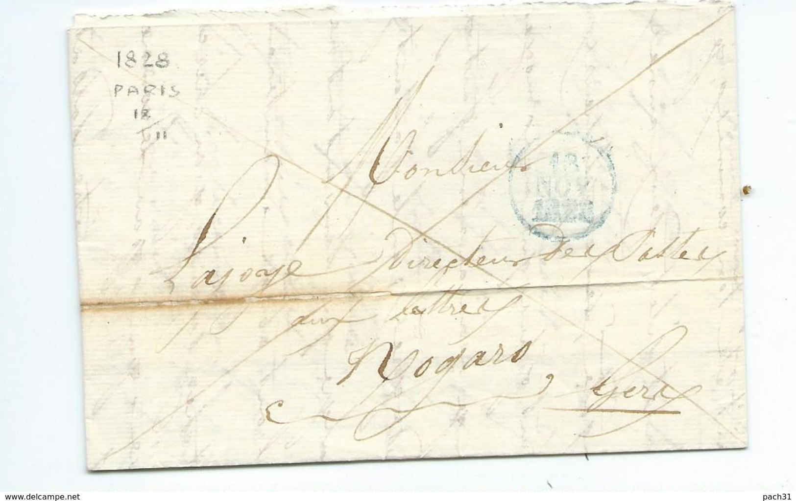 Lettre De Paris Pour Nogaro Gers 1828 - 1801-1848: Precursores XIX