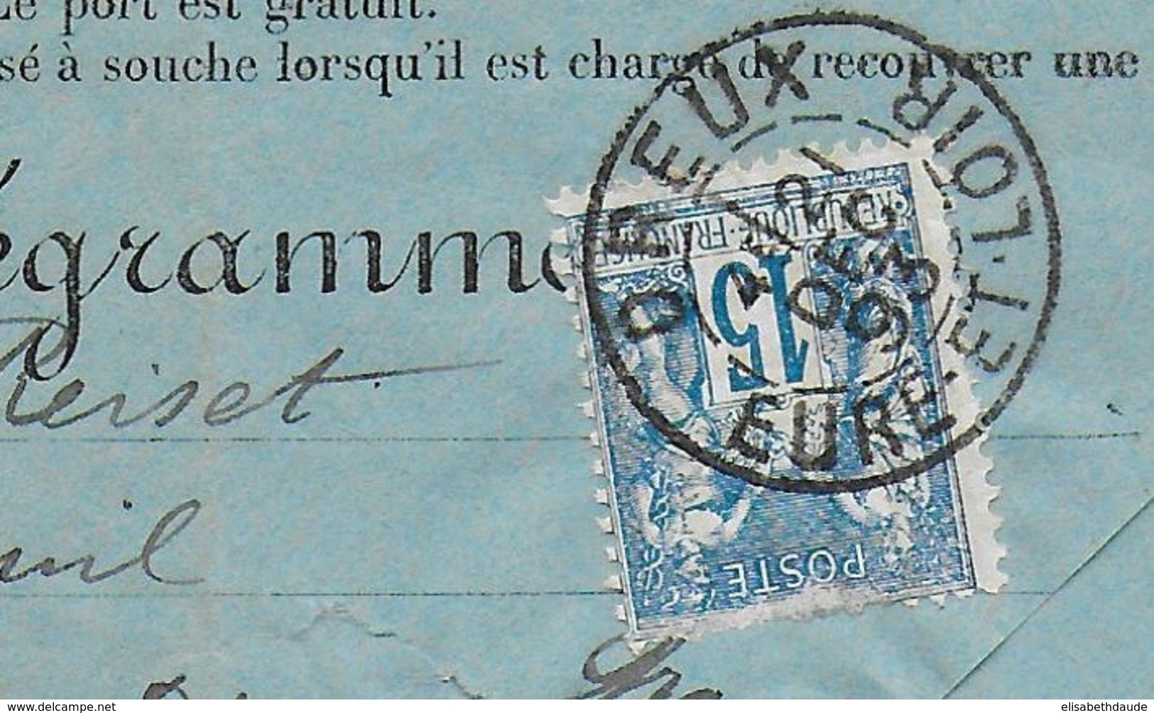 1893 - TYPE SAGE - TELEGRAMME TIMBRE (RARE !) De GMUNDEN =>  DREUX (EURE ET LOIRE) - 1876-1898 Sage (Type II)