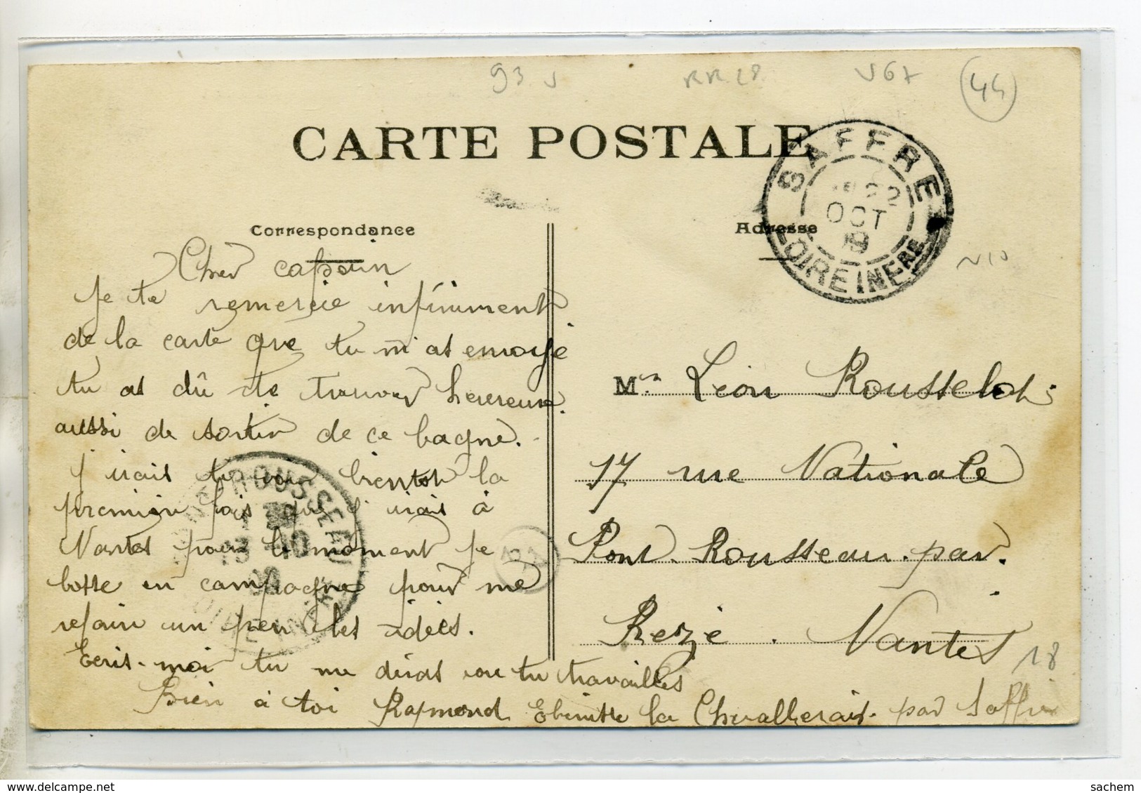 44 LA CHEVALLERAIS Carte Rare Route Du Pont Jolie Anim Villageoise 1909 écrite     /DS-2016 - Autres & Non Classés