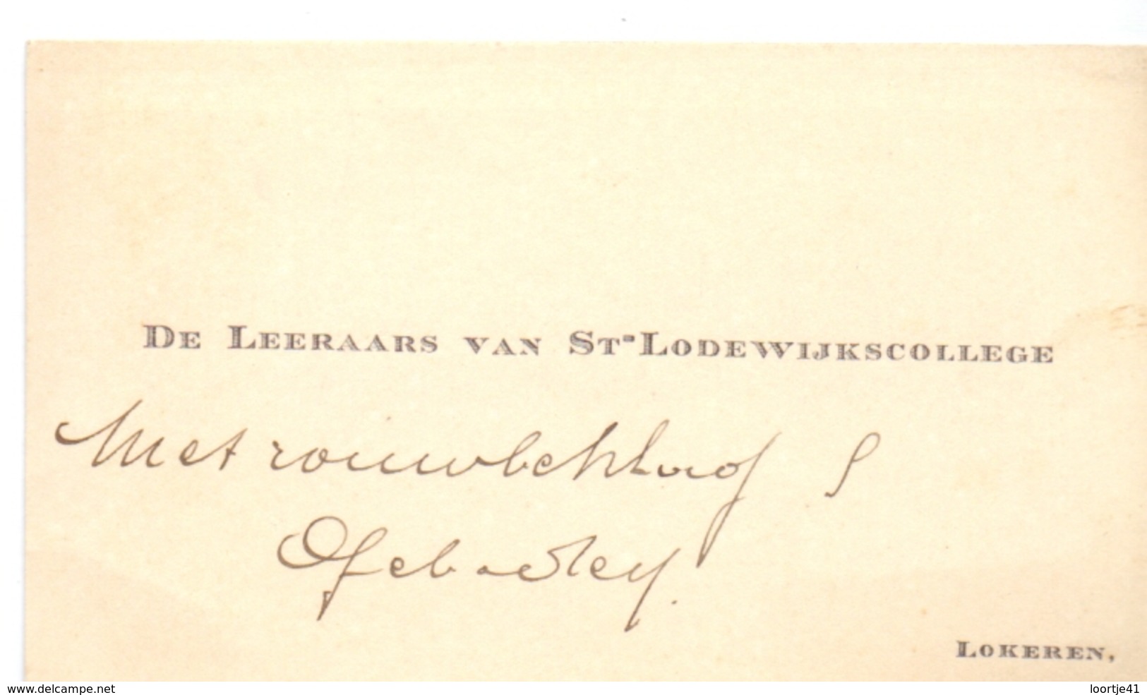 Visitekaartje - Carte Visite - De Leraars Sint Lodewijkscollege Lokeren - Cartes De Visite