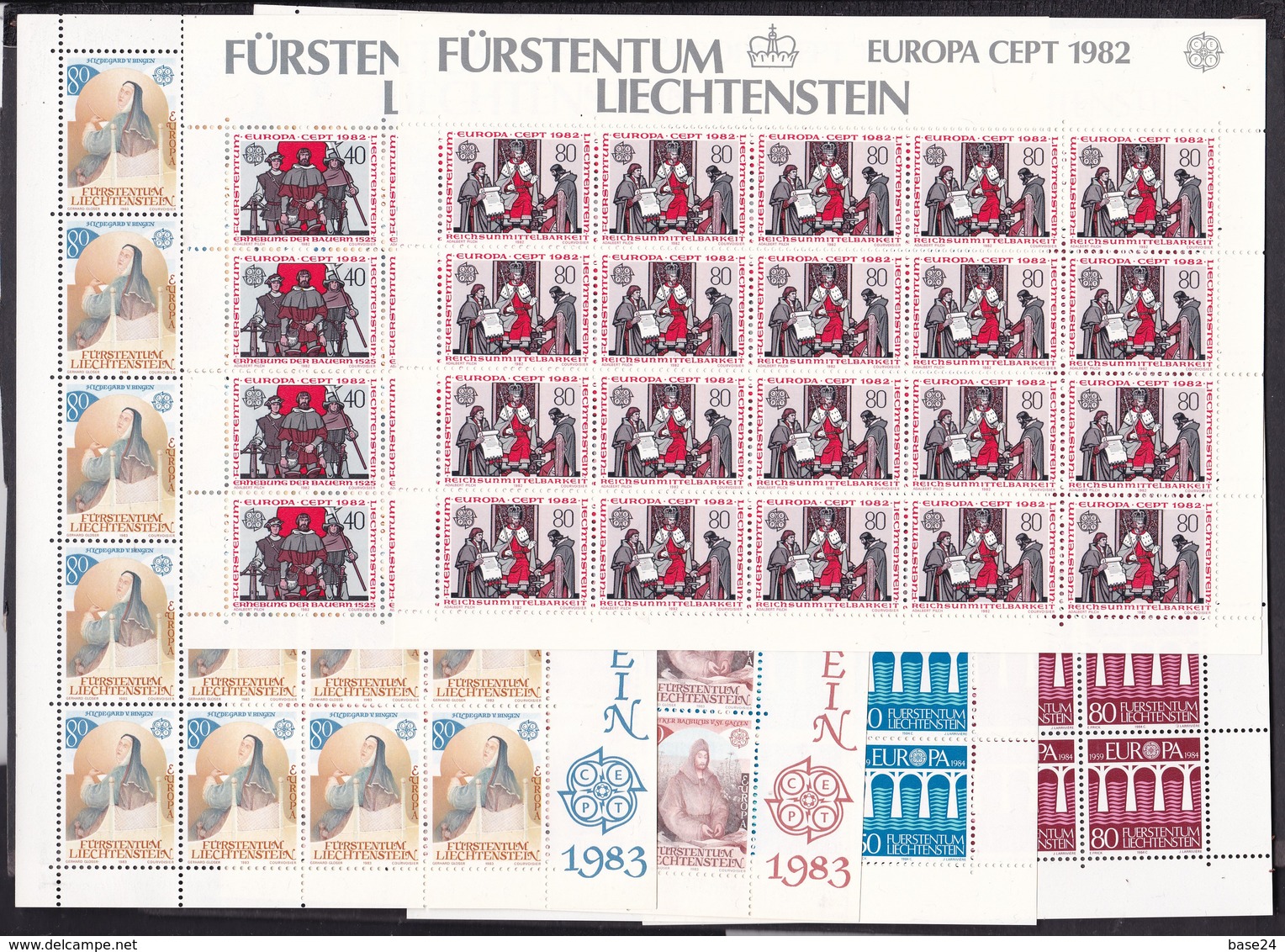 1982 1983 1984 Liechtenstein EUROPA CEPT EUROPE 60 Serie Di 2v. MNH** 6 Minifogli 6 Minisheets - 1982