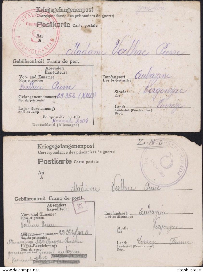 Guerre 40 Prisonnier Français Camp Représailles 325 Rawa Ruska Ukraine Stalag Censure Rouge + Violette Feldpost 08499 - Briefe U. Dokumente