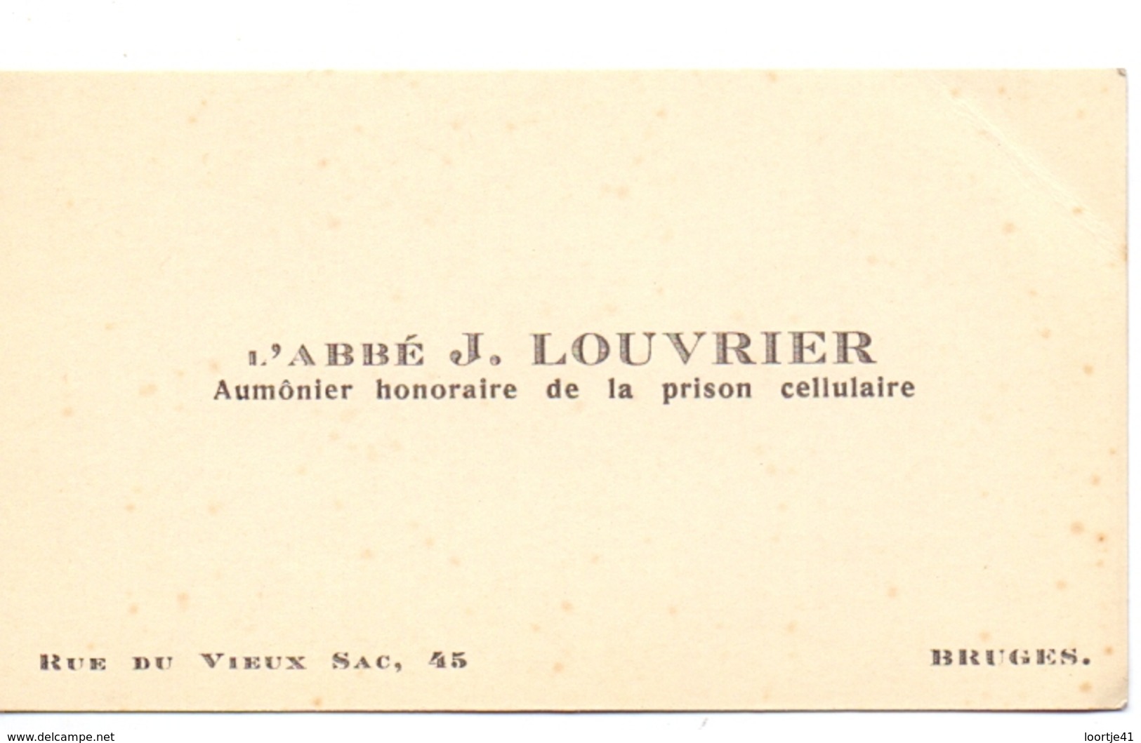 Visitekaartje - Carte Visite - L'Abbé J. Louvrier - Bruges - Pastoor Brugge - Cartoncini Da Visita