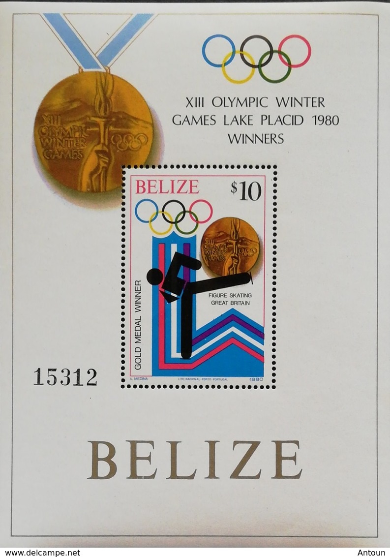 Belize 1980 Winter Olympics,Lake Placid S/S  Gold Medal Winner - Belize (1973-...)