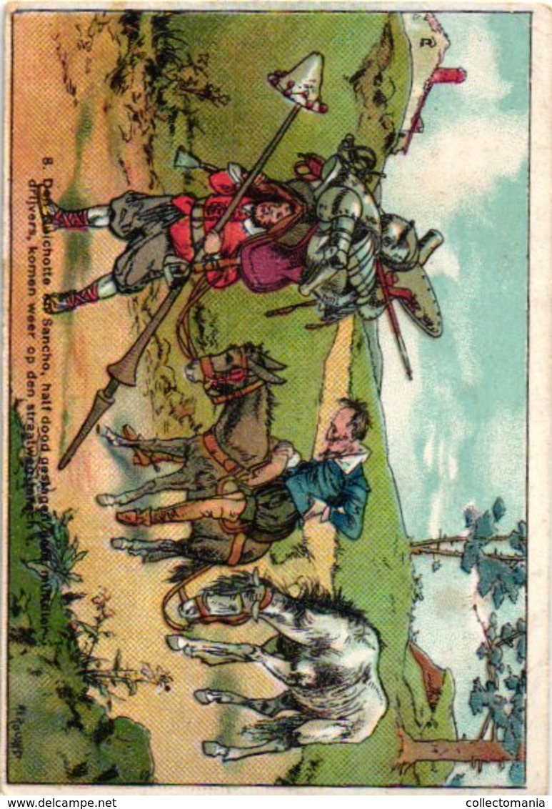 8 chromo litho PUB c1890 BENSDORP chocolate chokolade, Don Quichotte Cervantes  apporx. 7X10cm  VERY GOOD