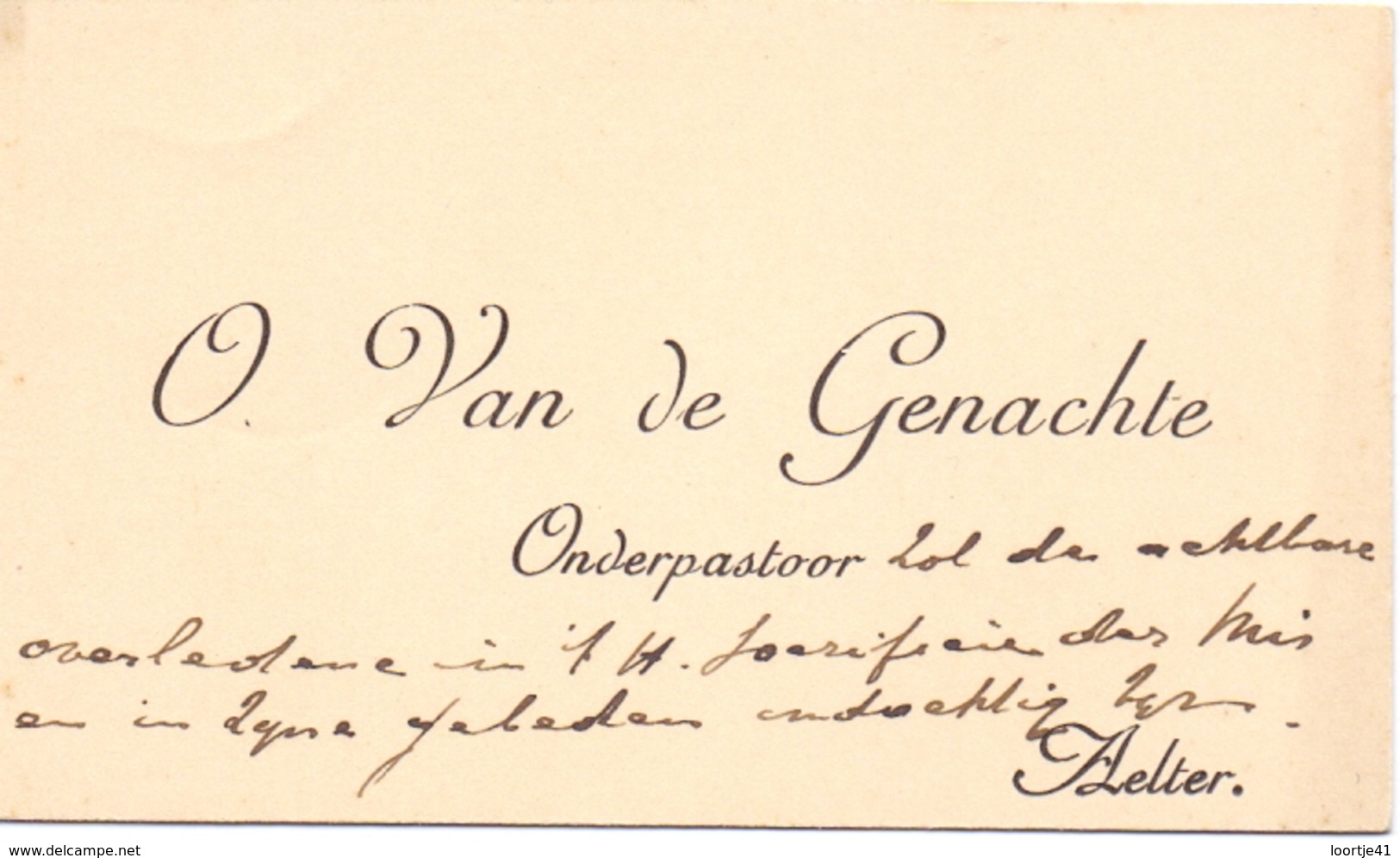 Visitekaartje - Carte Visite - Onderpastoor O. Van De Genachte - Aalter - Cartes De Visite