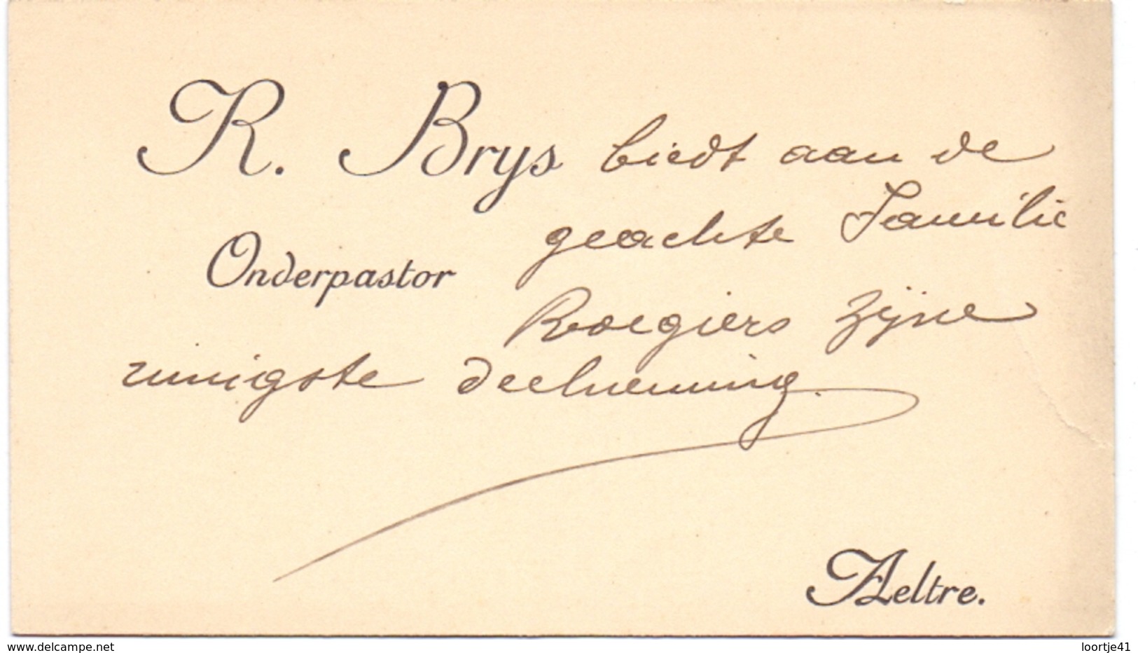 Visitekaartje - Carte Visite - Onderpastoor R. Brys - Aalter - Cartes De Visite