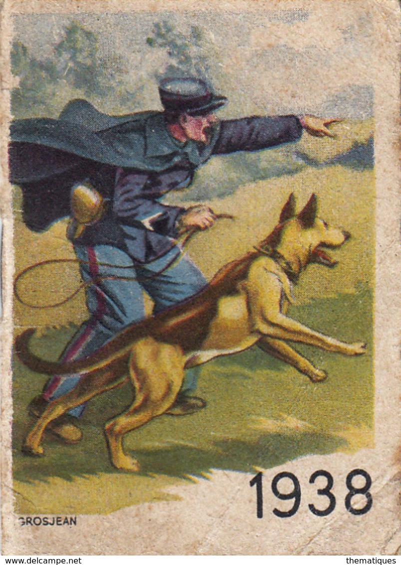 Thematiques Calendriers Publicitaire Cirage Crème Eclipse Année 1938 Police Avec Son Chien Policier - Petit Format : 1921-40