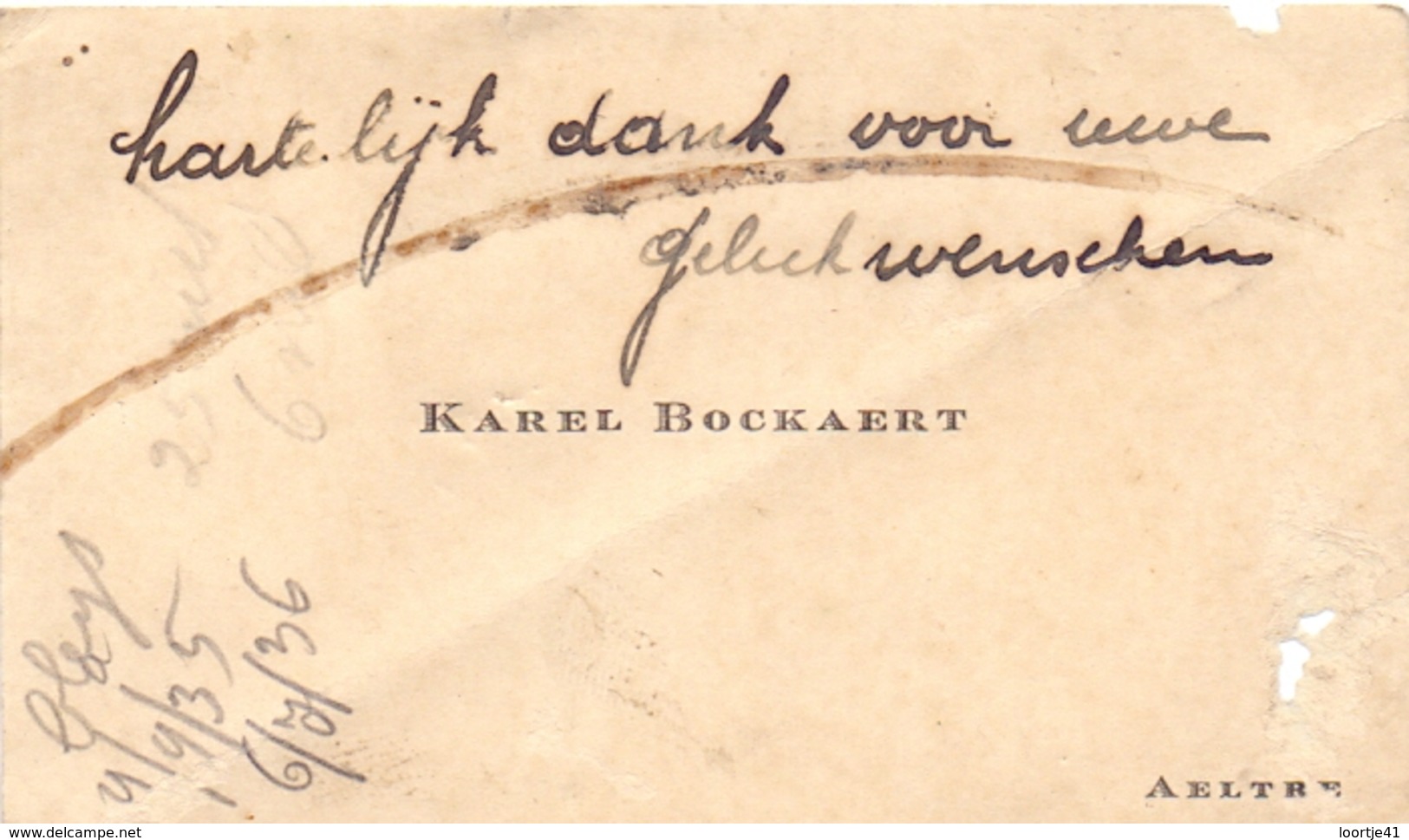 Visitekaartje - Carte Visite - Karel Bockaert - Aalter - Cartes De Visite