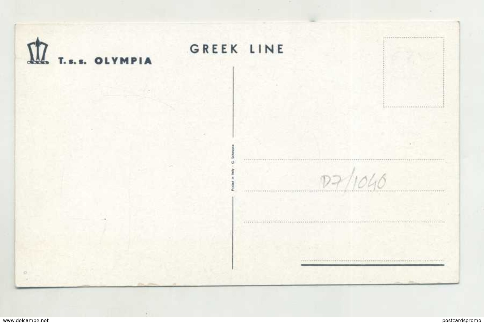 T.S.S. OLYMPIA ,  Greek Line  ( 2 Scans) - Dampfer