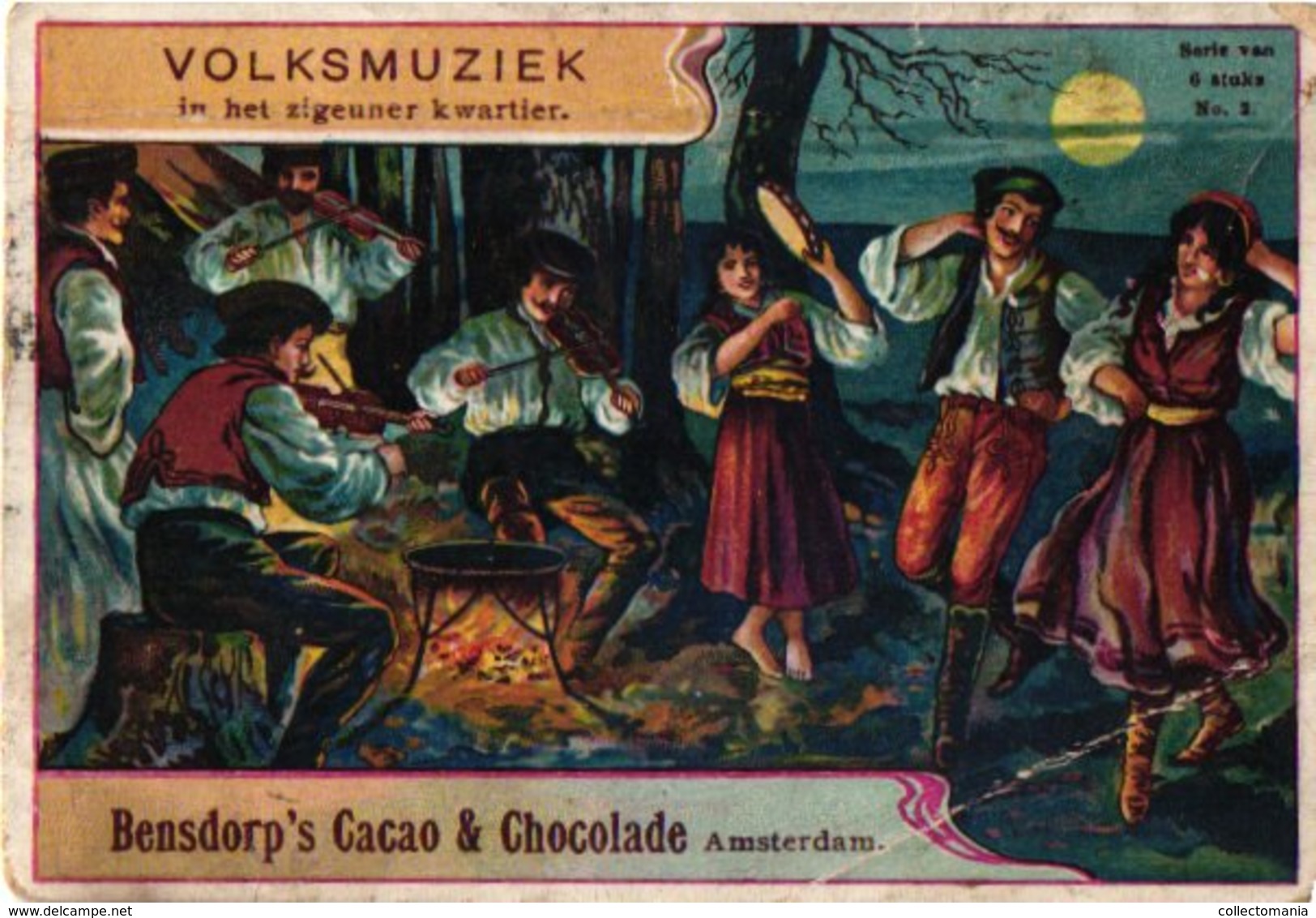 12 chromo litho PUB c1880 à 1890 BENSDORP chocolate chokolade, Nationale dansen Volksmuziek Akkerbouw kangaroe  7X10cm