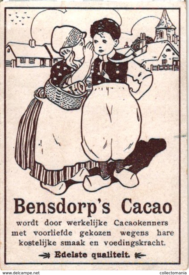 12 chromo litho PUB c1880 à 1890 BENSDORP chocolate chokolade, Nationale dansen Volksmuziek Akkerbouw kangaroe  7X10cm