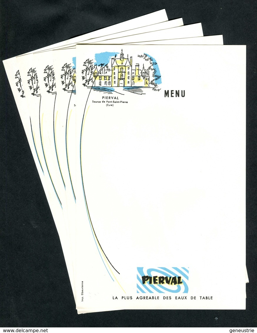 Lot De 5 Menus "Pierval, Source De Pont Saint Pierre (Eure)" Eau De Souce, Eau Minérale - Elbeuf - Menú