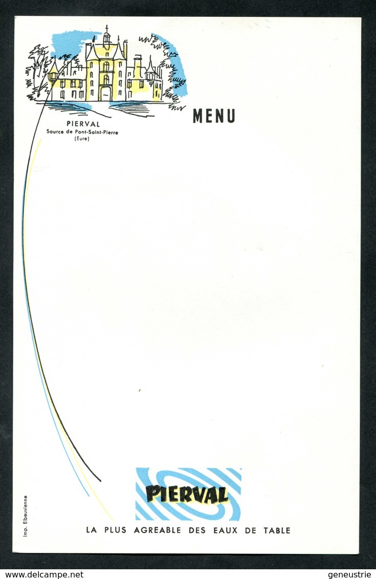 Lot De 5 Menus "Pierval, Source De Pont Saint Pierre (Eure)" Eau De Souce, Eau Minérale - Elbeuf - Menus