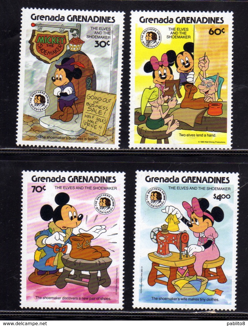 GRENADA GRENADINES 1985 WALT DISNEY MICKEY MOUSE TOPOLINO THE SHOEMAKER COMPLETE SET SERIE COMPLETA MNH - Grenada (1974-...)