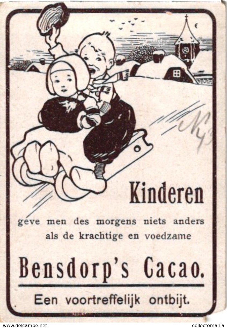 14  chromo litho publiciteit chocolat chokolade BENSDORP, losse reklame plaatjes uit reeksen rond 1890 à 1900