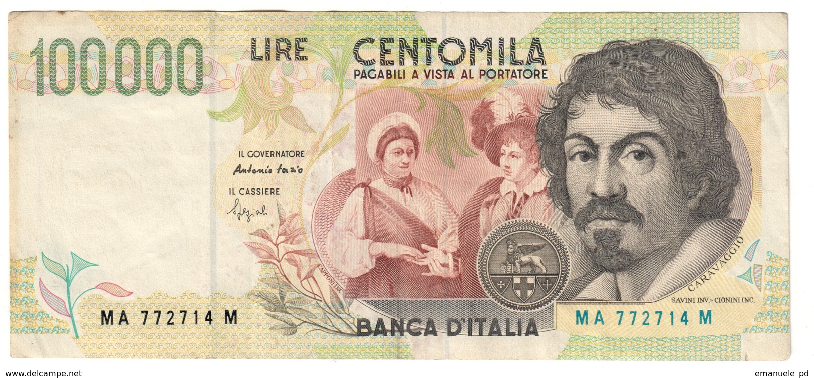 Italy 100000 Lire Caravaggio 2 Type - 100000 Lire